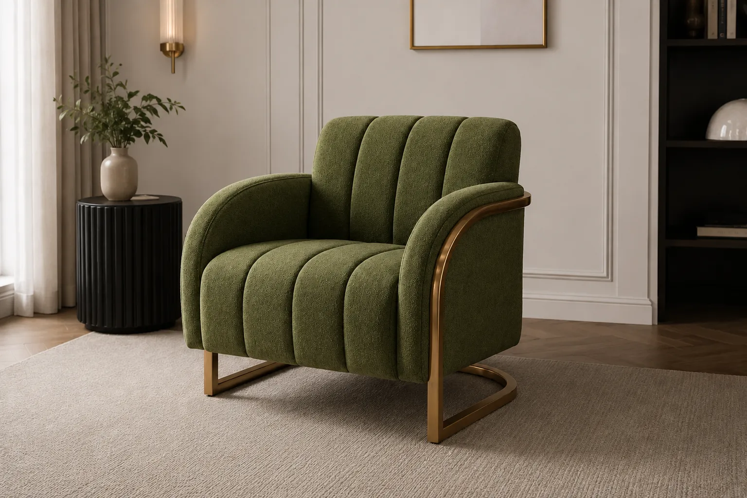 Accent chair — green velvet variant