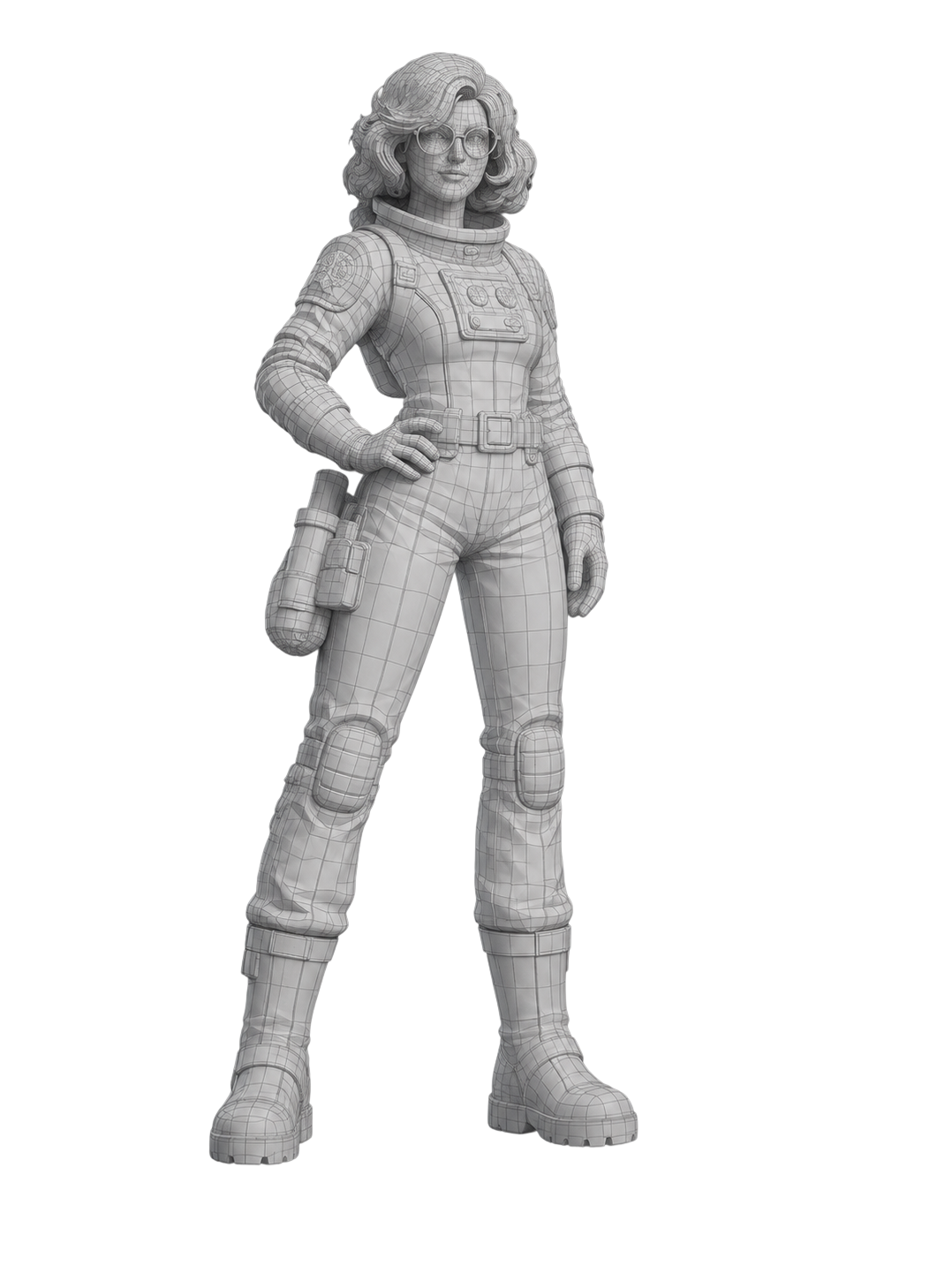 High-poly game character render