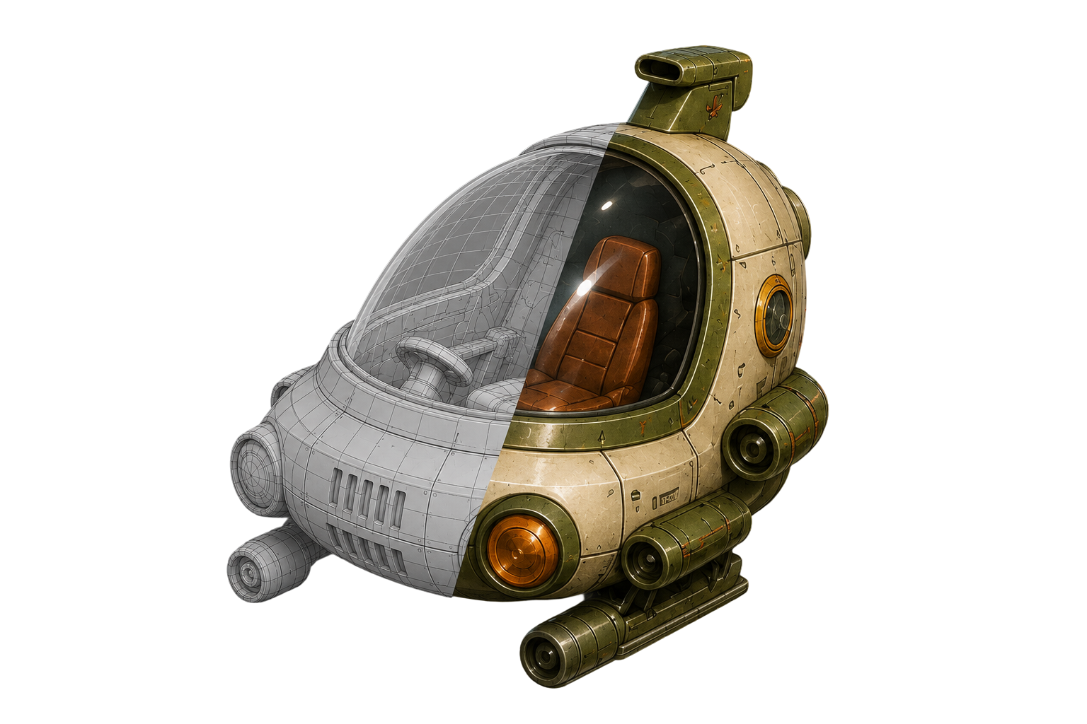 Half-textured hovercraft model