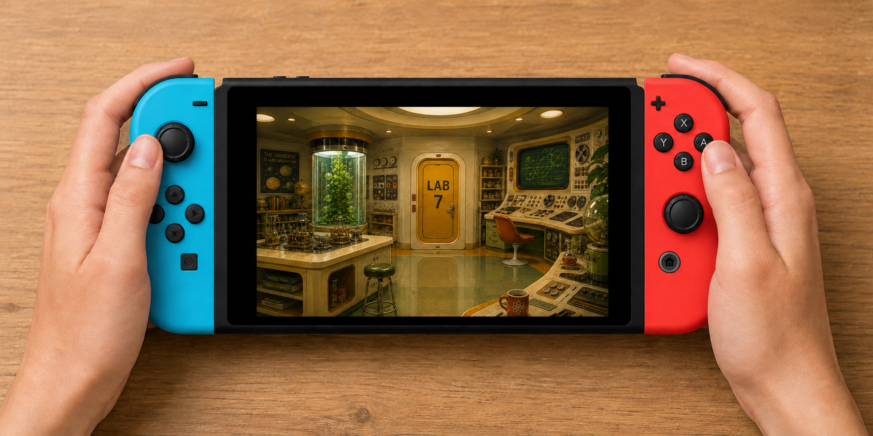 The game with the integrated asset running on a handheld console